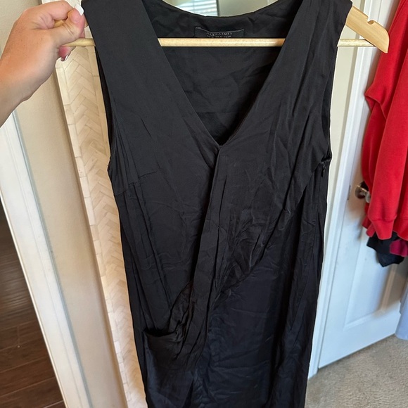 All Saints Annis Dress Black Asymmetrical Ruched Sheath Dress - Picture 2 of 6